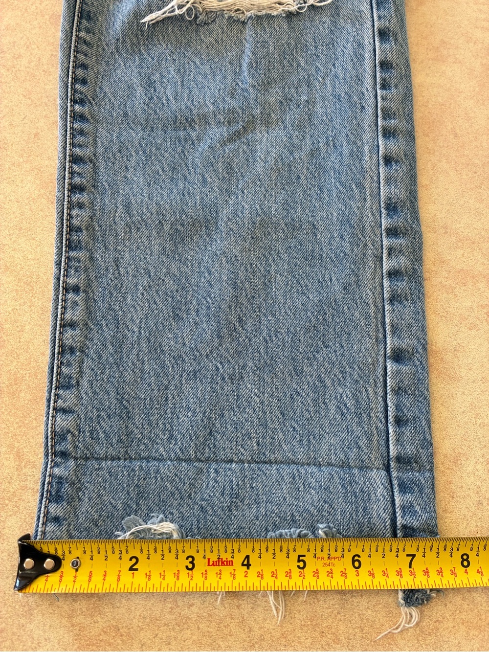 Garage Distressed High Rise Blue Denim Jeans - Classic Ripped Style - Picture 14 of 14